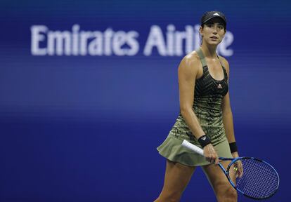 Muguruza, durante el partido contra Krejcikova en la central de Nueva York.