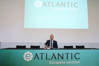 El exlehendakari Iñigo Urkullu presenta este viernes en Bilbao la Fundación eAtlantic que él preside.