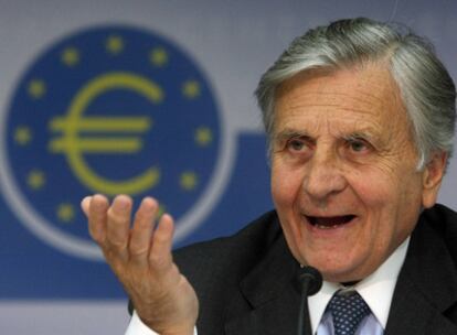 El presidente del Banco Central Europeo, Jean-Claude Trichet, en la rueda de prensa de hoy en Francfort.