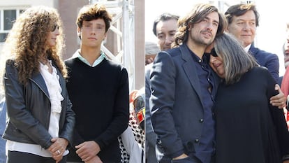 Belinda Alonso y su hijo Hugo. Al lado, Gelete Nieto y su madre, Pepa Aguilar. Todos en el homenaje a Ángel Nieto en Madrid.