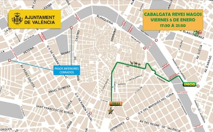 Itinerario de la cabalgata de Valencia.