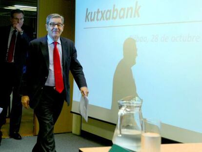 Mario Fernández, presidente de Kutxabank, en su última comparecencia pública en octubre de 2014.