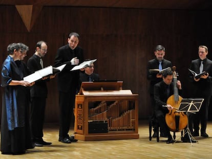 Vox Luminis durante la actuaci&oacute;n en el Auditorio Nacional de Madrid.