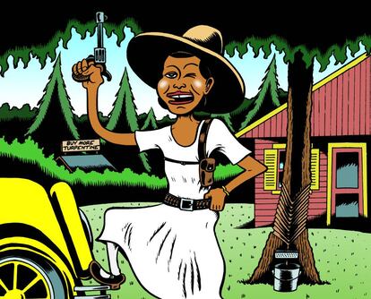 La escritora y antropóloga Zora Neale Hurston, dibujada por Peter Bagge.