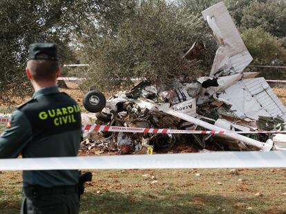 Estado en la que ha quedado la avioneta tras el accidente