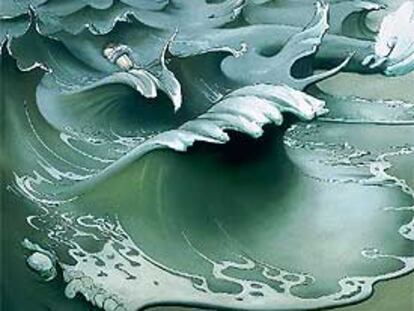 <i>Gray wave</i> (2002), óleo sobre un panel de Inka Essenhigh.