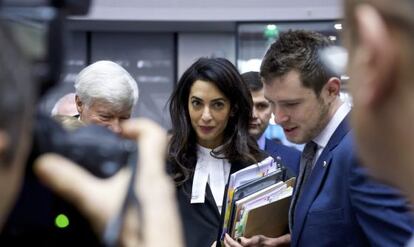 Amal Clooney, este miércoles en el Tribunal Europeo de Derechos Humanos.