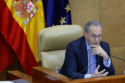 El presidente de la Asamblea de Madrid, Enrique Ossorio, este jueves durante su primer pleno ordinario de 2025.