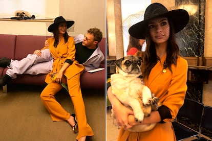 Emily Ratajkowski se casó con traje de Zara.