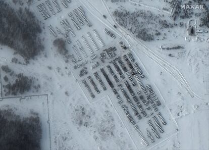 Imagen tomada por satélite de las posiciones rusas en Yelnya. 