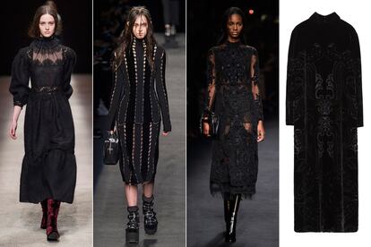 Misterio y aires góticos
	

	Los oscuros diseños de Alexander McQueen o Yamamoto llegan a firmas más comerciales como Alexander Wang, Alberta Ferretti o Valentino. Las transparencias y gasas negras, los guantes y las capas prometen teñir el otoño de negro.