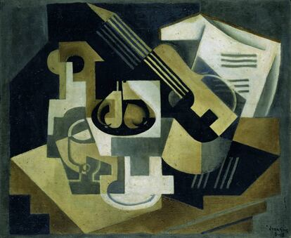 La obra 'Guitarra y frutero' (1918), del pintor español Juan Gris.