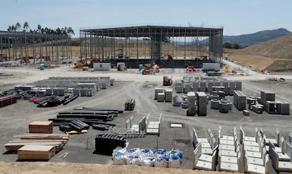 Vista de las obras de interconexión eléctrica entre España y Francia en Gatika.
