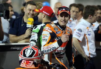 Márquez celebra la 'pole' en Losail