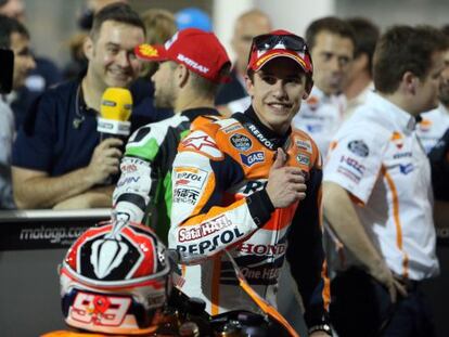 Márquez celebra la 'pole' en Losail