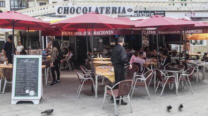 Terraza del restaurante La Chocolatería, en Comillas (Cantabria).