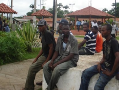 Um grupo de haitianos em Brasileia, em 2012.