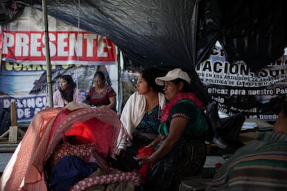 Indigenous movements stage a sit-in protest in front of the headquarters of the Public Ministry (Prosecutor's Office) in Guatemala City on Friday.