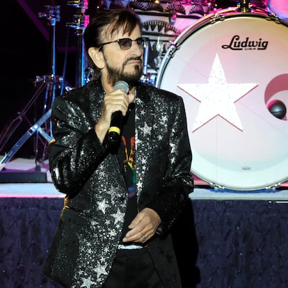 LOS ANGELES, CALIFORNIA - JUNE 15: Ringo Starr performs with his All Star Band at The Greek Theatre on June 15, 2023 in Los Angeles, California. (Photo by Kevin Winter/Getty Images)