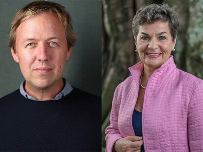 Tom Rivett-Carnac y Christiana Figueres en conversación para el Hay Festival.