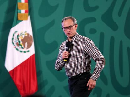 Hugo López-Gatell en una de sus conferencias de prensa sobre la covid-19.