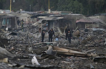 El mercado de Tultepec, tras la explosión.