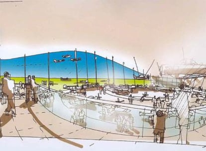 Boceto realizado por el estudio de Norman Foster del edificio anexo al futuro Museo Aeronáutico de Getafe.