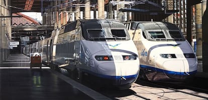 Trenes del AVE en Atocha.