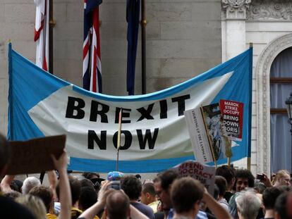 Manifestantes a favor do ‘Brexit’, em 31 de agosto, em Londres.