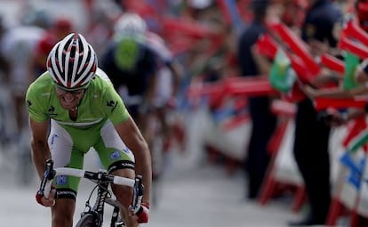 Dani Moreno, en el último trampo de la etapa.