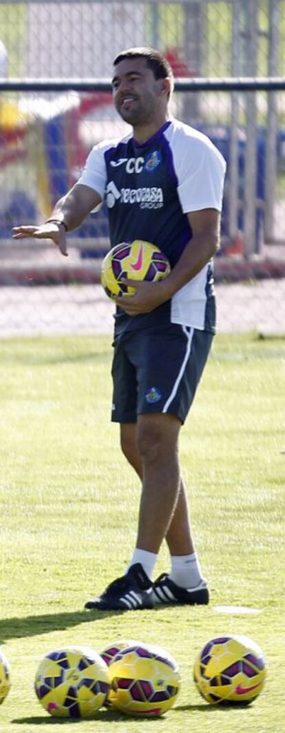 Contra, durante un entrenamiento con el Getafe