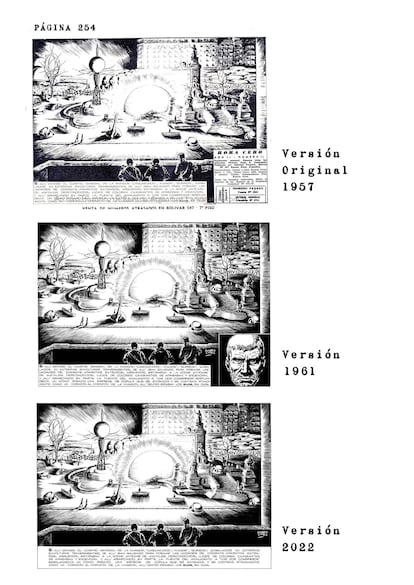 Ejemplo de la diferencia entre las distintas ediciones de 'El Eternauta', de Héctor Germán Oesterheld y Francisco Solano López, publicado por Planeta.