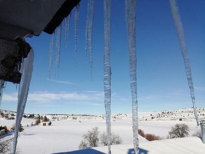 Paisaje nevado este jueves en la comarca de Molina de Aragón, donde se registró el jueves la mínima más baja de España.