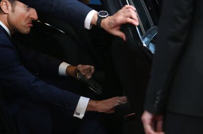 El presidente francés, Emmanuel Macron, a su llegada a la segunda jornada consecutiva de la cumbre europea de Bruselas, en Bélgica.
