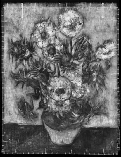Imagen de rayos X de Los girasoles del museo Van Gogh.