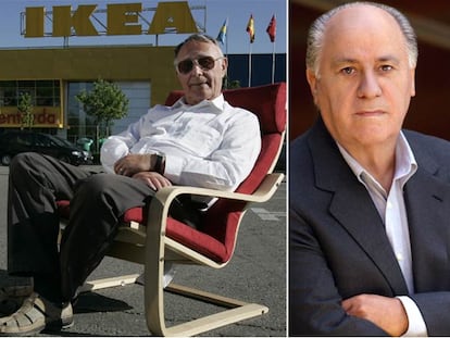 Ingvar Kamprad, dueño de Ikea, y, a la derecha, el español Amancio Ortega.