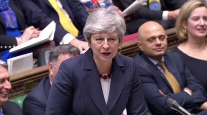 Theresa May, nesta quarta-feira no Parlamento.