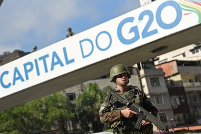 Un soldado, este domingo en Ro de Janeiro, donde se celebra la cumbre del G-20.