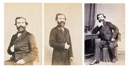 Verdi retratado por Jean Laurent en su estudio fotogr&aacute;fico de la Carrera de San Jer&oacute;nimo de Madrid en 1863.