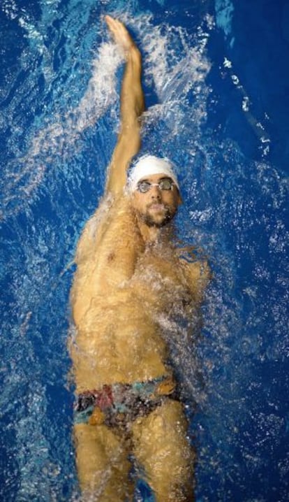 Phelps, durante un prueba en Atenas