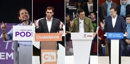 Los cuatro principales candidatos durante la campaña electoral.