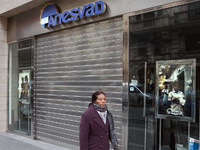 Entrada a la sede central de Anesvad en Bilbao, ayer.