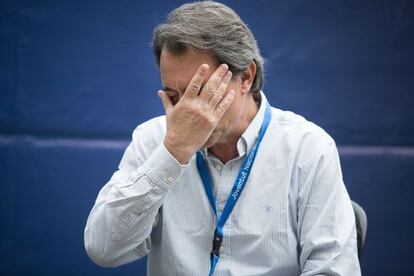 El presidente catalán, Artur Mas, durante un coloquio en la escuela de verano de las Juventudes Nacionalistas de Catalunya