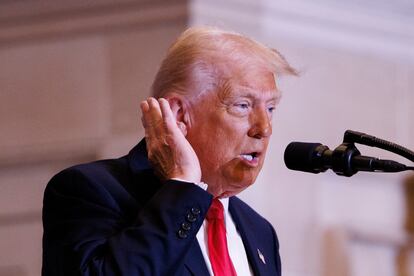 El presidente de Estados Unidos, Donald Trump, este jueves en el Desayuno Nacional de Oración en el Capitolio en Washington.