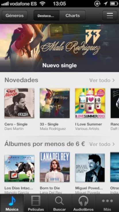 Portada actual de iTunes.