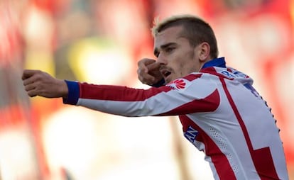 Griezmann celebra su gol al Levante.