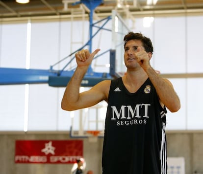 Rudy Fernández, durante un entrenamiento con el Real Madrid.