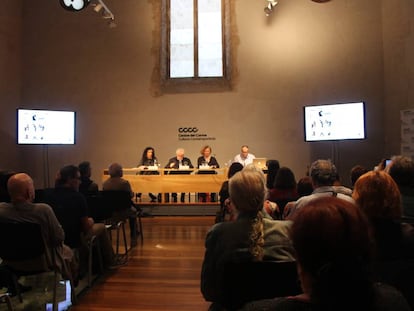 Los organizadores de Mostra Viva durante la presentación del festival. 