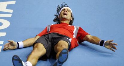 Ferrer celebra su victoria ante Dolgopolov.