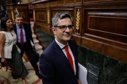 El ministro de la Presidencia, Justicia y Relaciones con las Cortes, Félix Bolaños, en un Pleno en el Congreso este mes de julio.